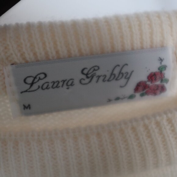 Laura Gribby cream knit sweater Forrest pattern wool blend size M - Picture 5 of 9